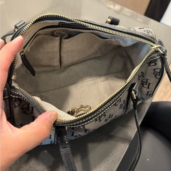 Vintage Y2K Dooney & Bourke Leather Canvas Barrel Bag - Picture 6 of 8